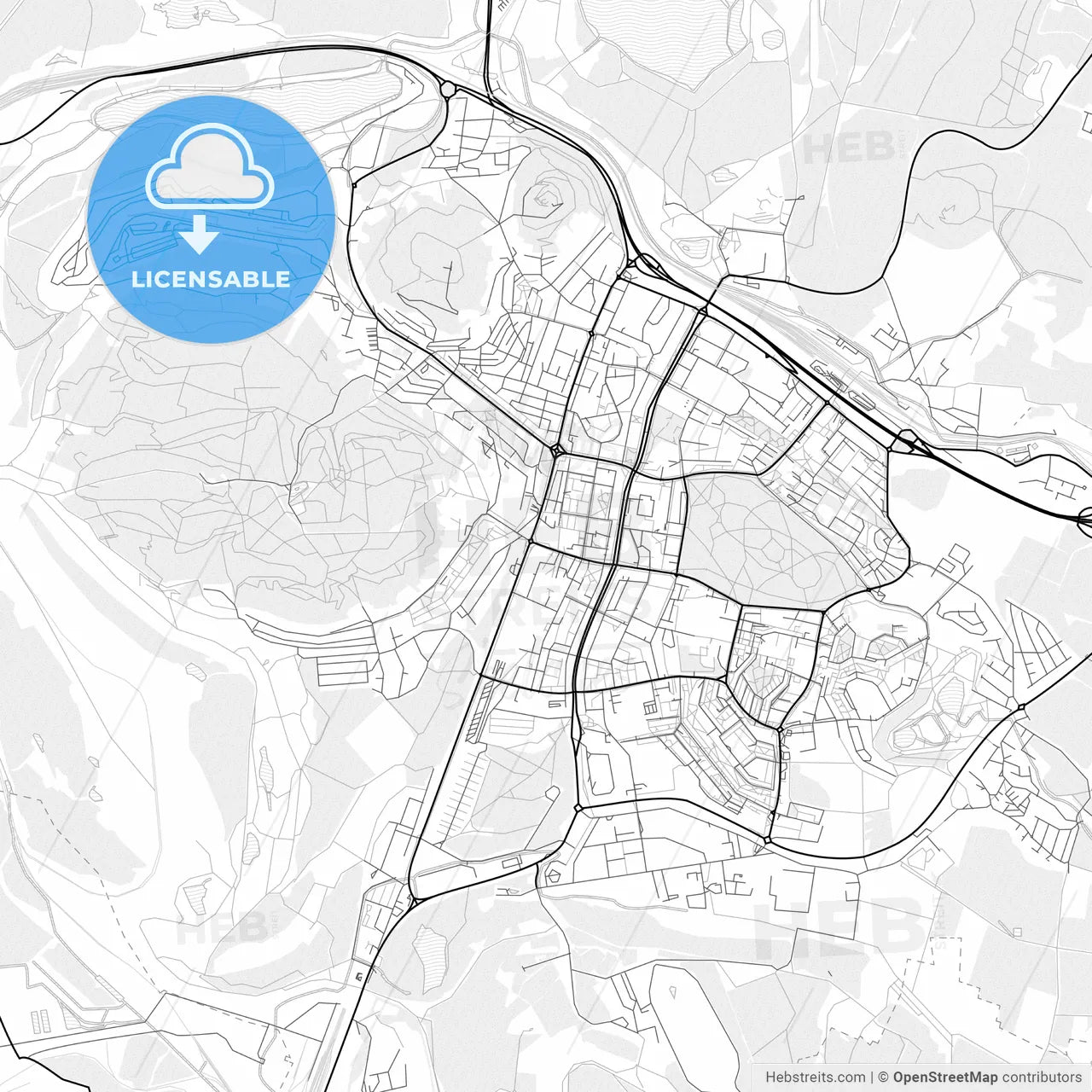 Vector PDF map of Most, Czechia