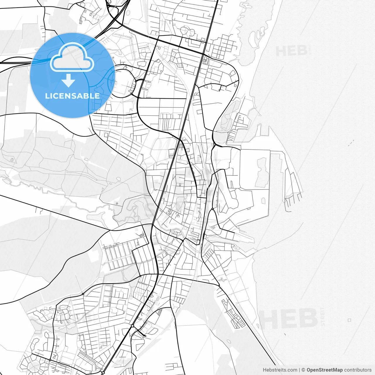 Vector PDF map of Køge, Denmark