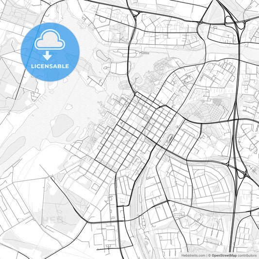 Vector PDF map of Oulu, Finland