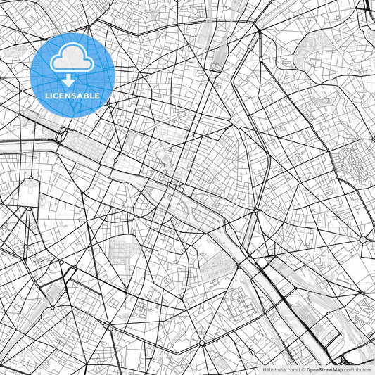Vector PDF map of Paris, France