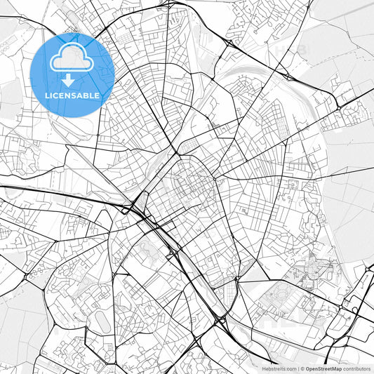 Vector PDF map of Reims, France