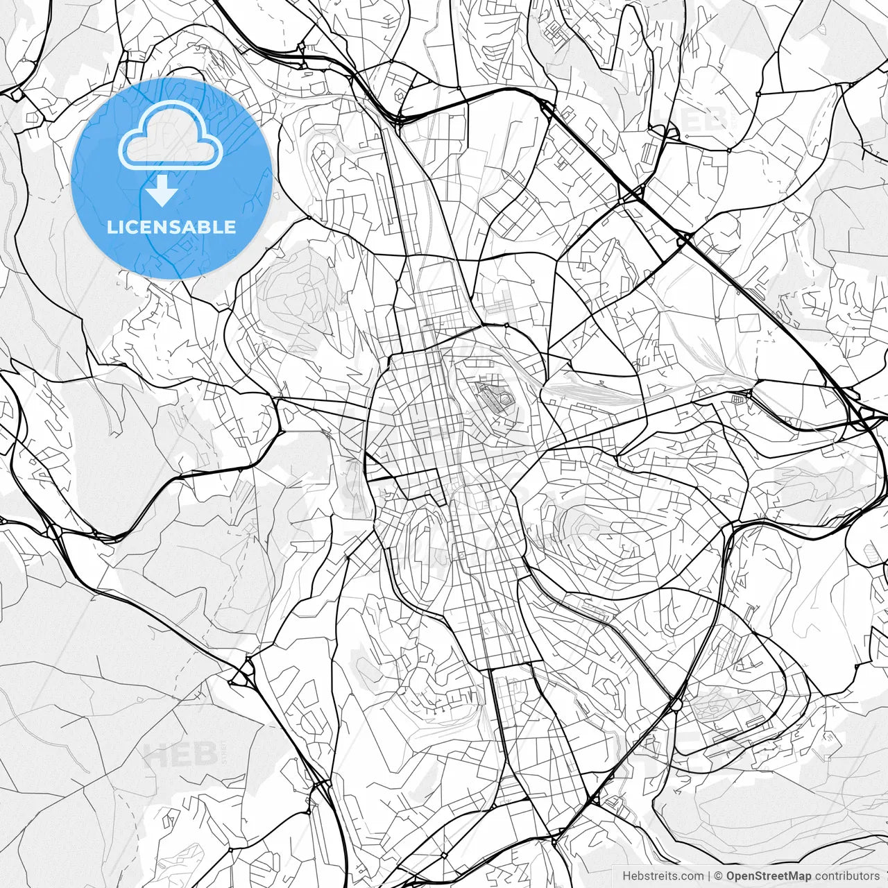 Vector PDF map of Saint-Étienne, France