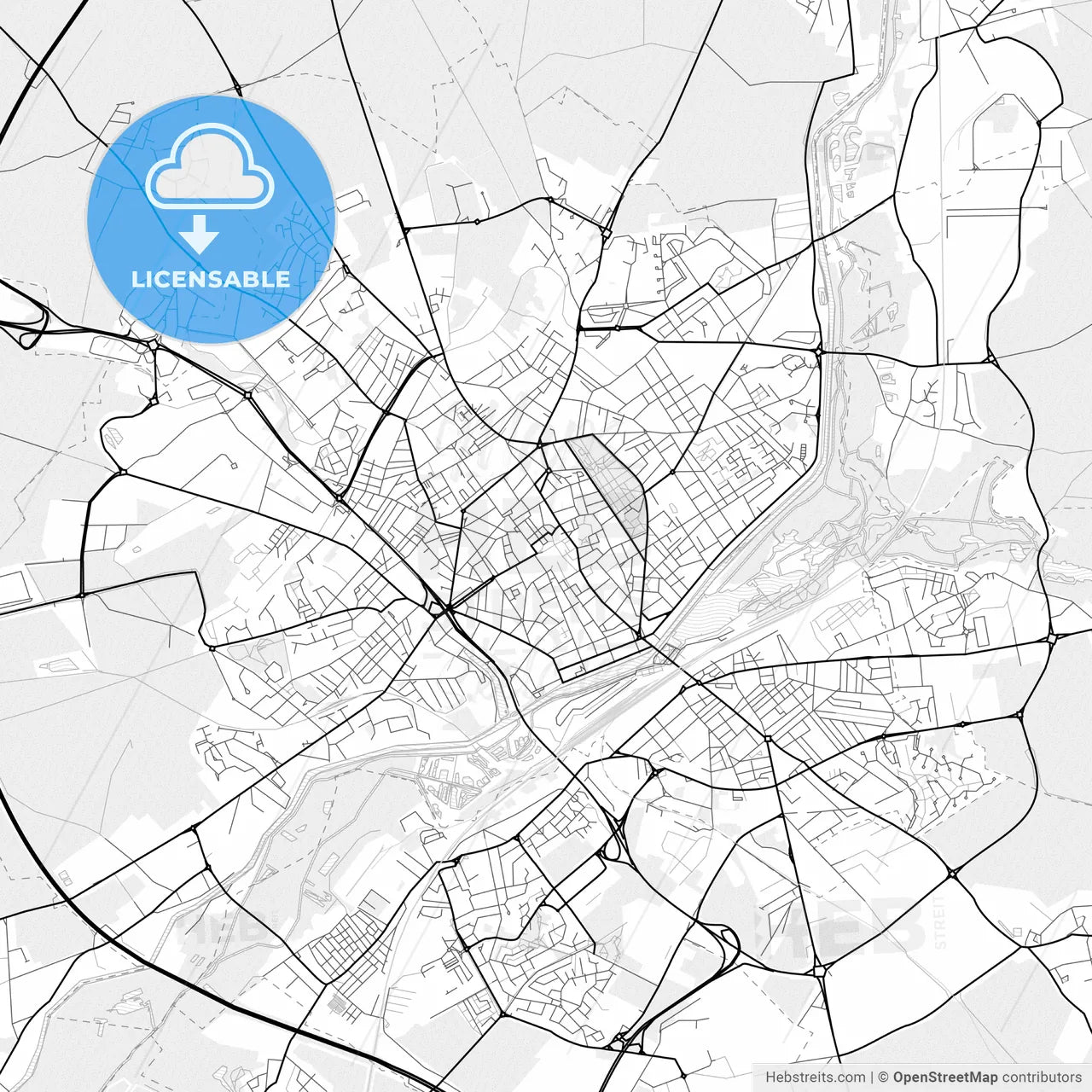 Vector PDF map of Saint-Quentin, France