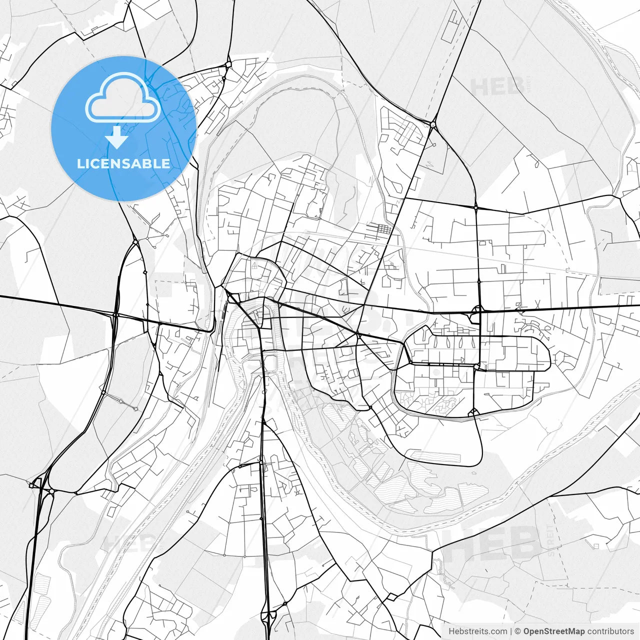Vector PDF map of Meaux, France