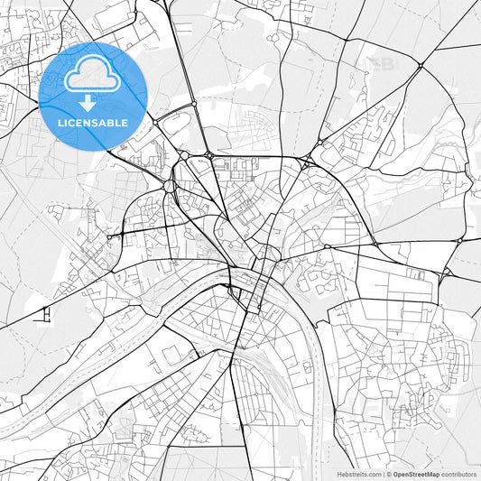 Vector PDF map of Melun, France