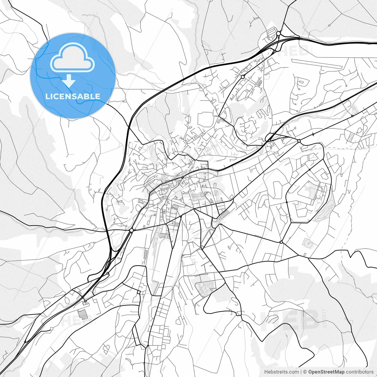 Vector PDF map of Saint-Chamond, France