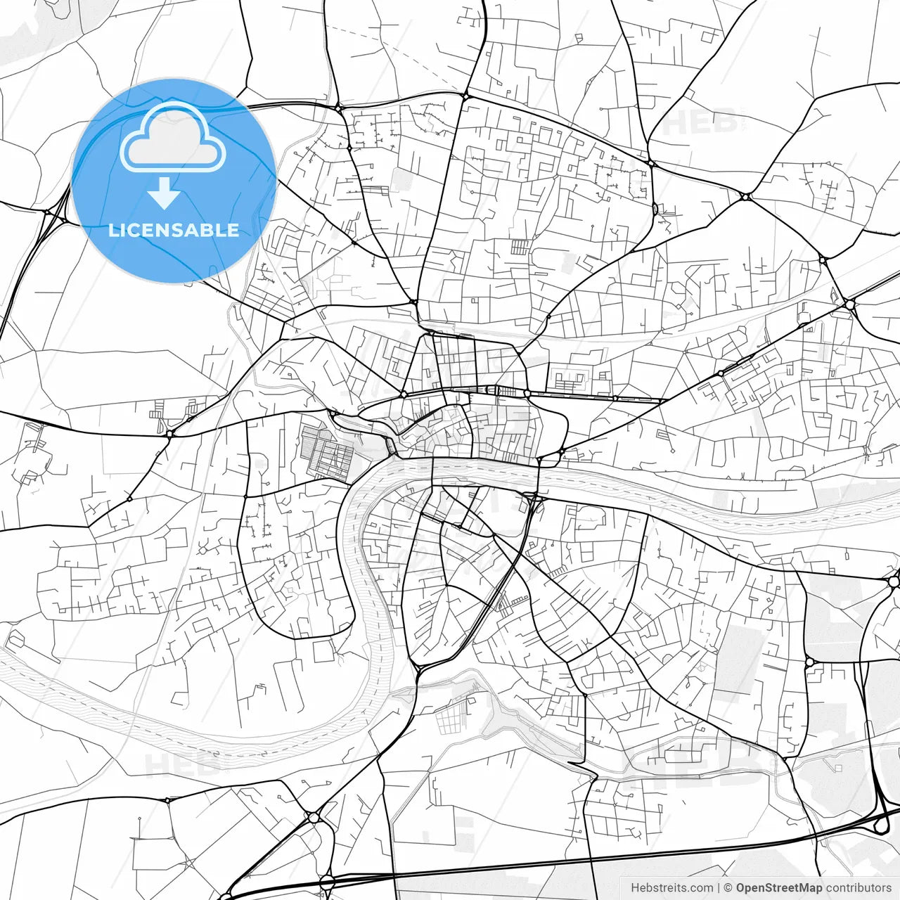 Vector PDF map of Romans-sur-Isère, France