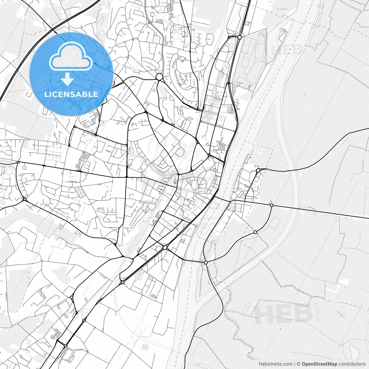Vector PDF map of Mâcon, France