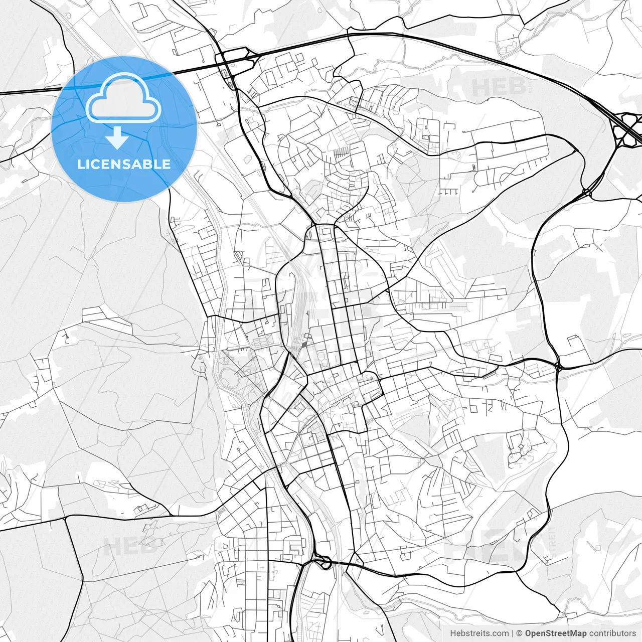 Vector PDF map of Gera, Germany