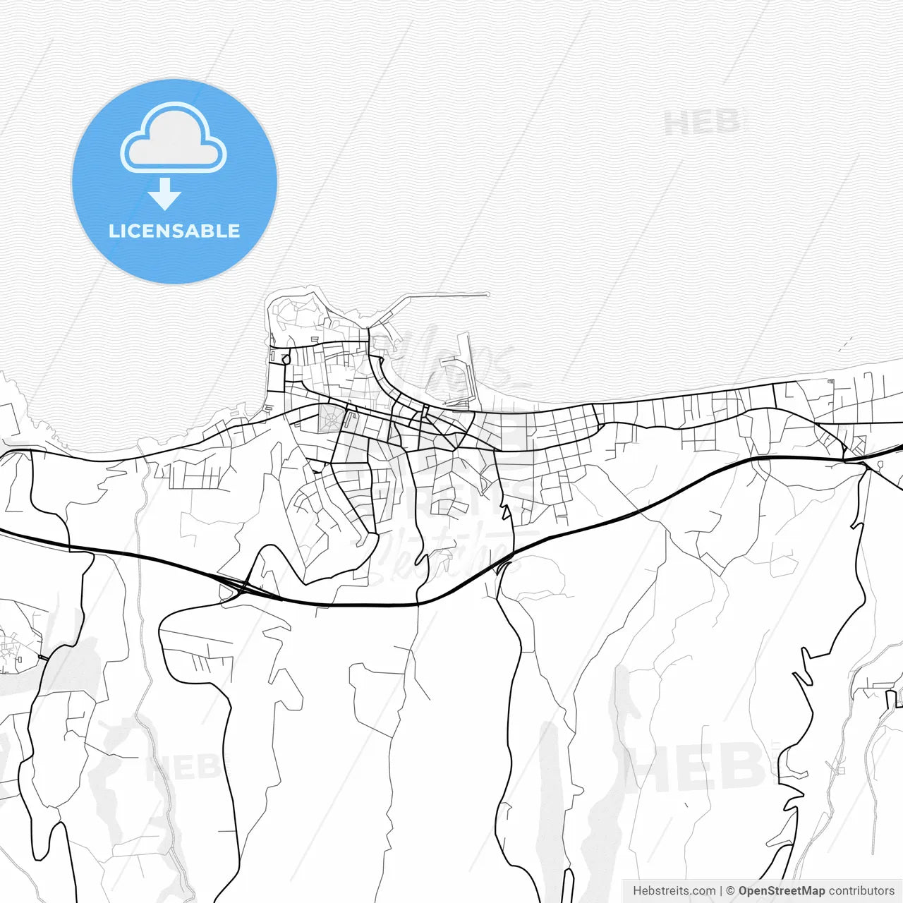 Vector PDF map of Rethymno, Greece