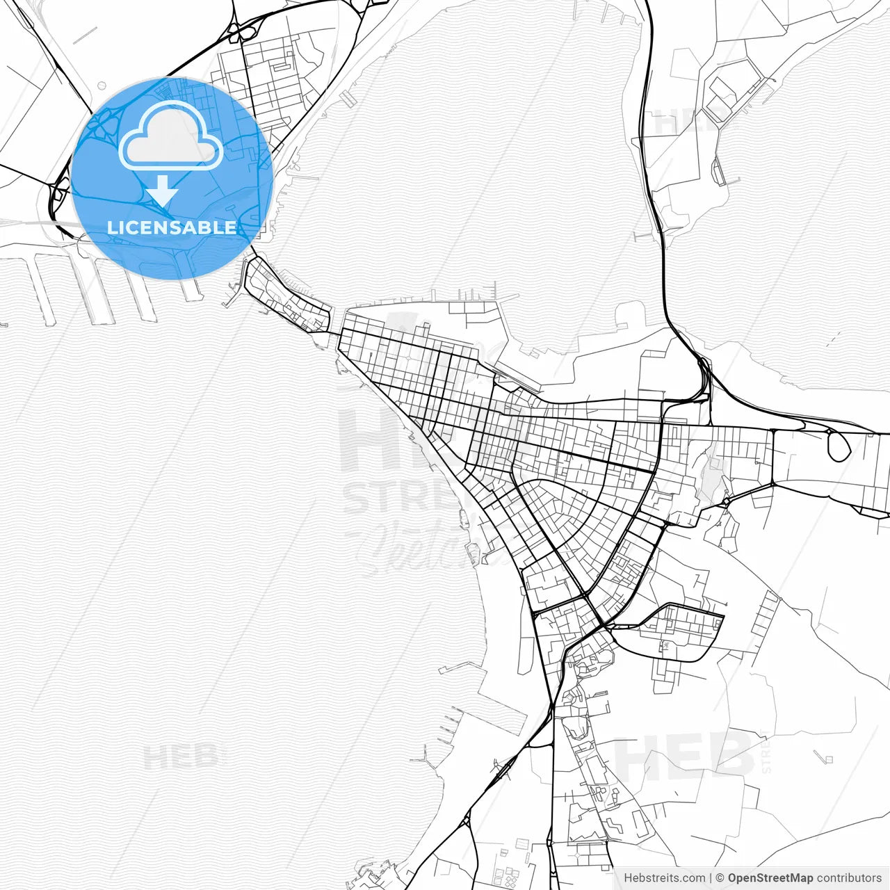 Vector PDF map of Taranto, Italy