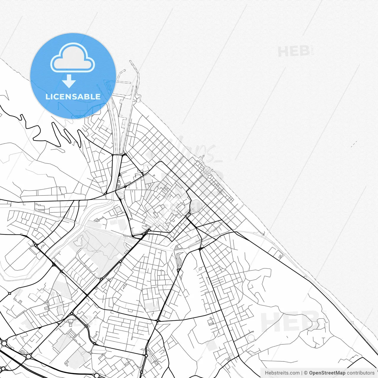 Vector PDF map of Pesaro, Italy