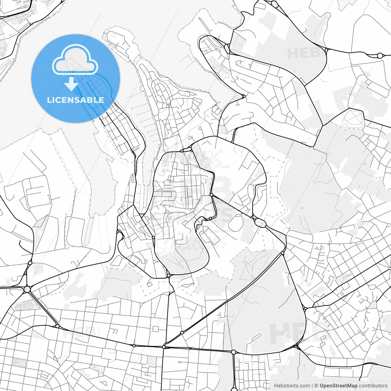 Vector PDF map of Bormla, Malta