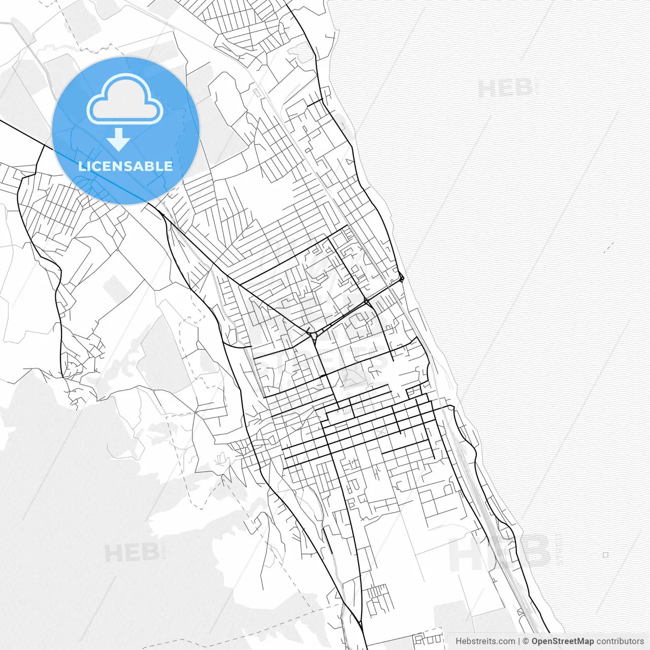 Vector PDF map of Derbent, Russia