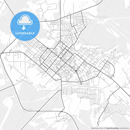 Vector PDF map of Bugulma, Russia