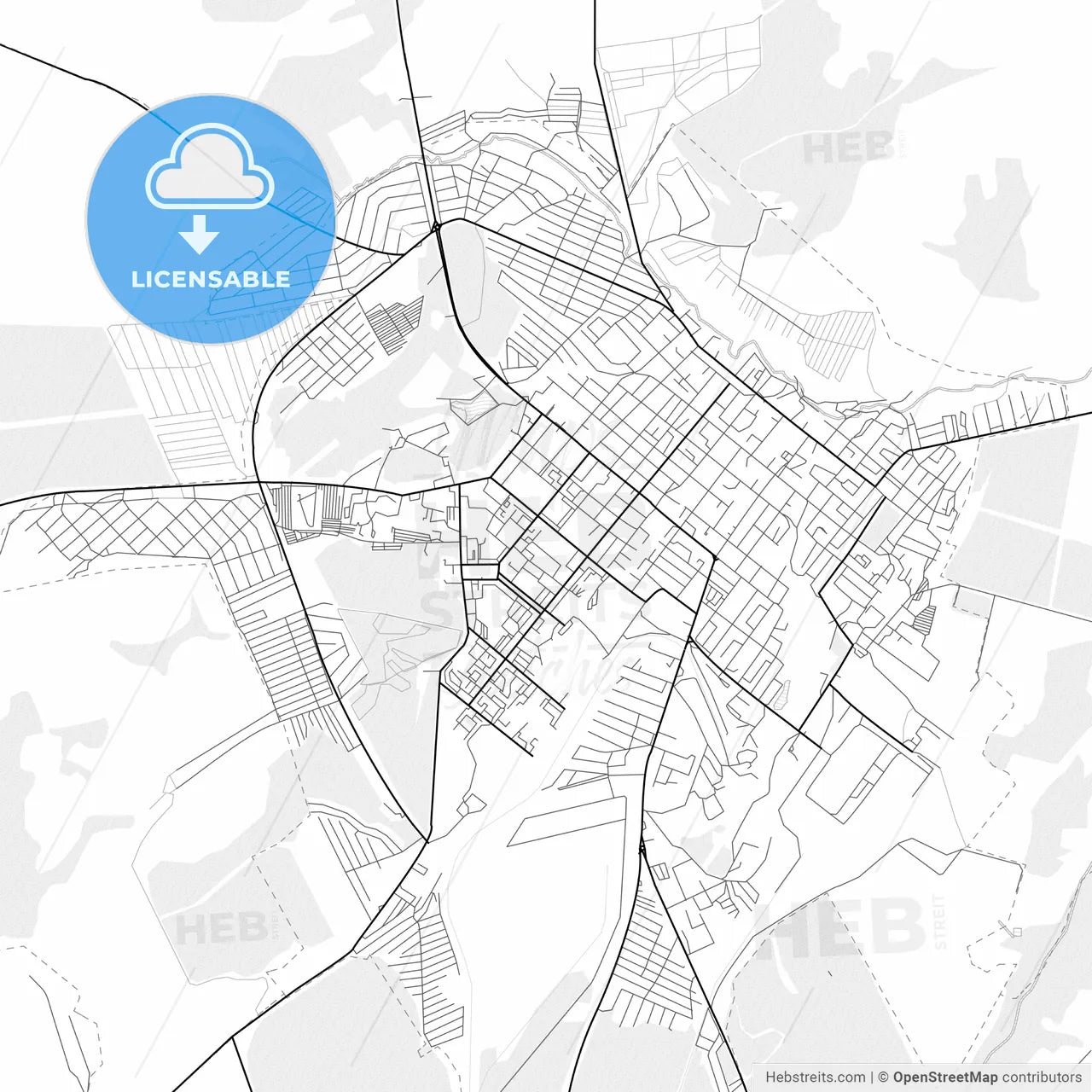 Vector PDF map of Belebey, Russia