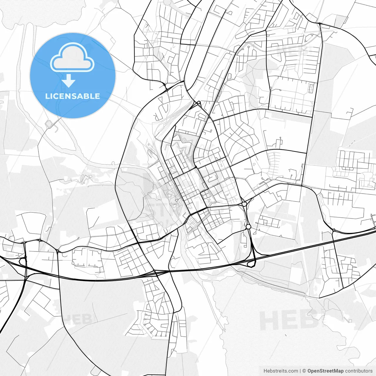 Vector PDF map of Kristianstad, Sweden
