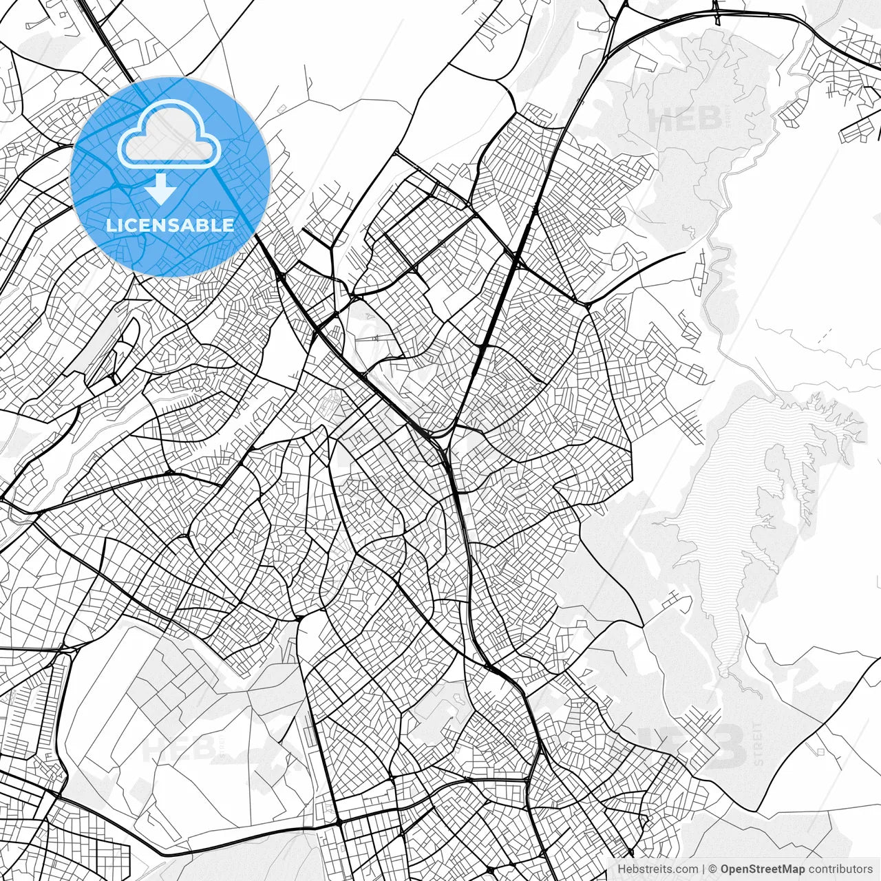 Vector PDF map of Denizli, Turkey
