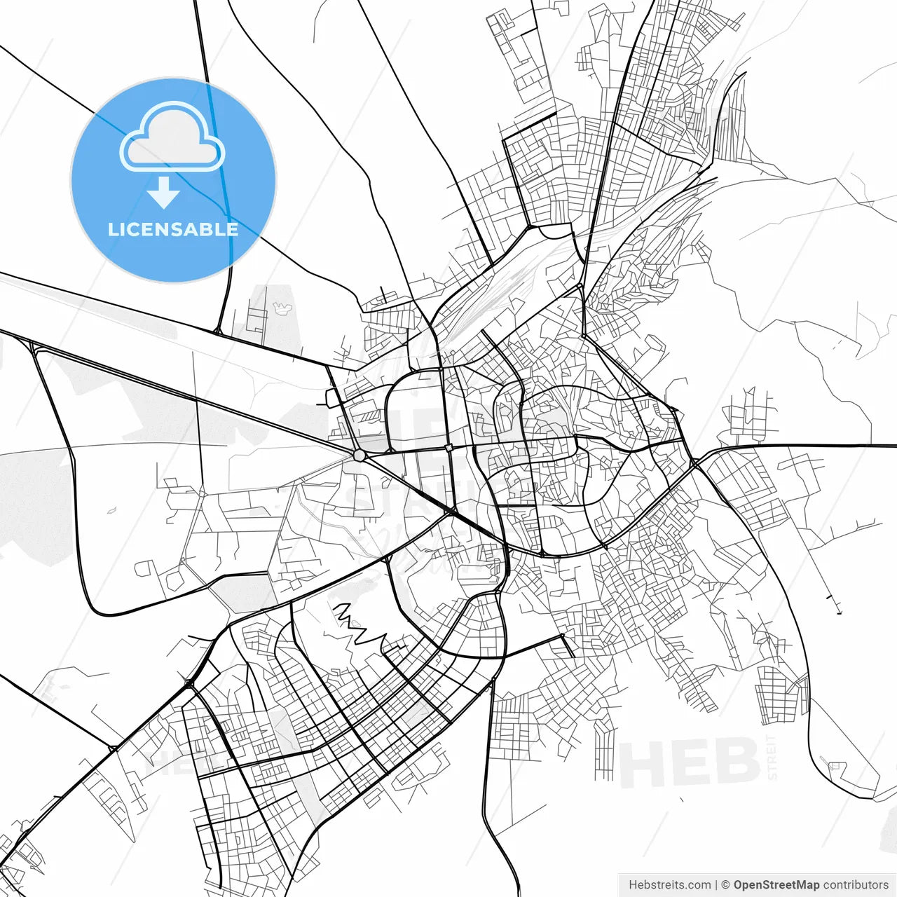 Vector PDF map of Erzurum, Turkey