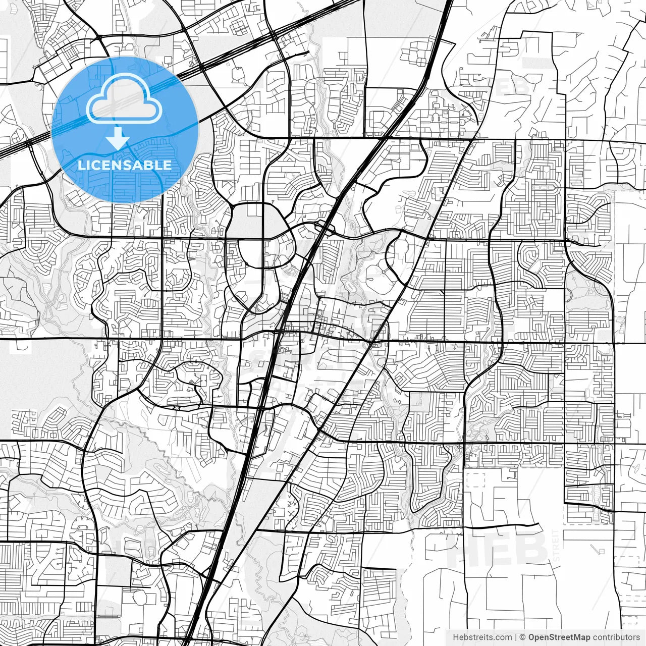 Vector PDF map of Allen, Texas, United States