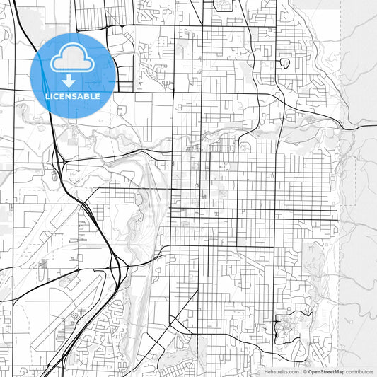 Vector PDF map of Ogden, Utah, United States