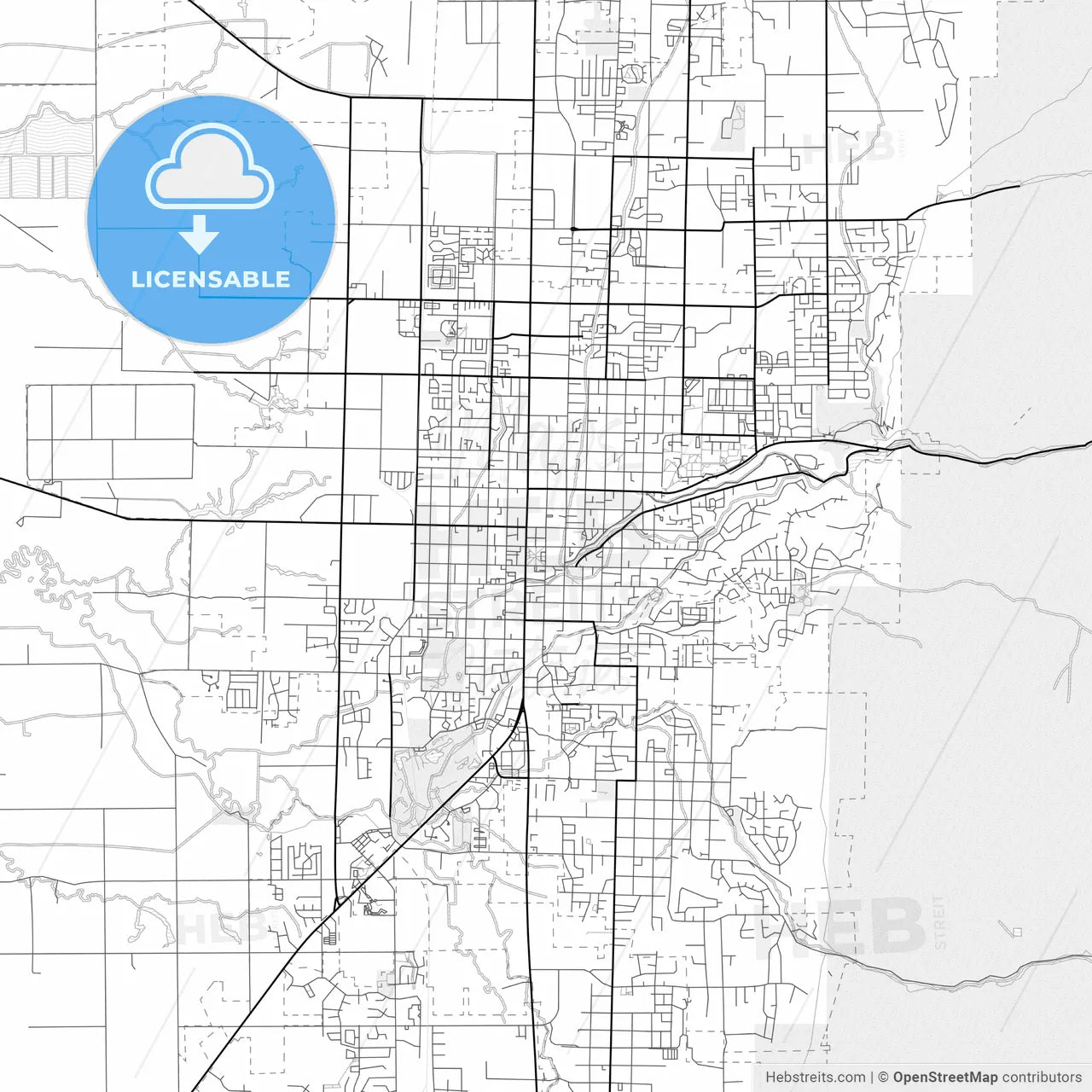 Vector PDF map of Logan, Utah, United States