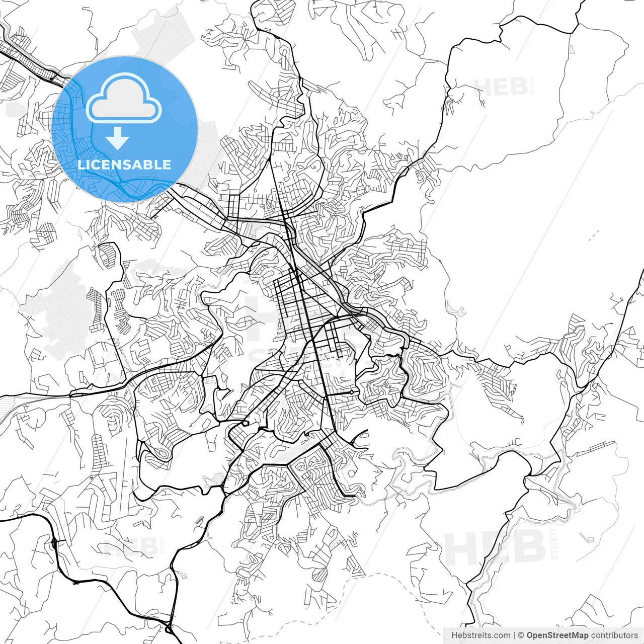 Vector PDF map of Juiz de Fora, Brazil