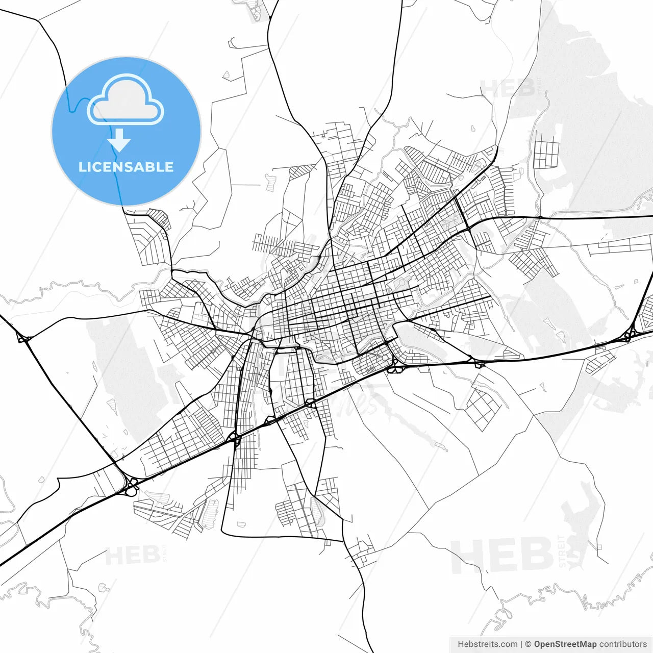 Vector PDF map of Itapetininga, Brazil