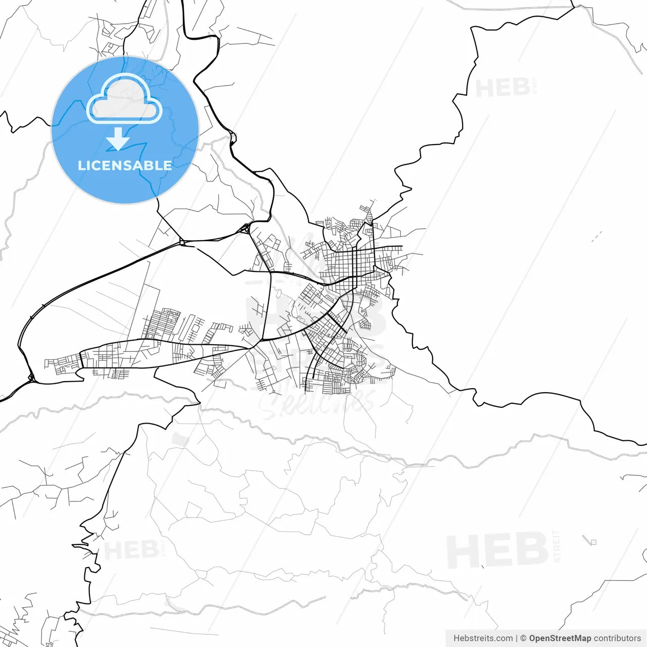 Vector PDF map of Fusagasuga, Colombia
