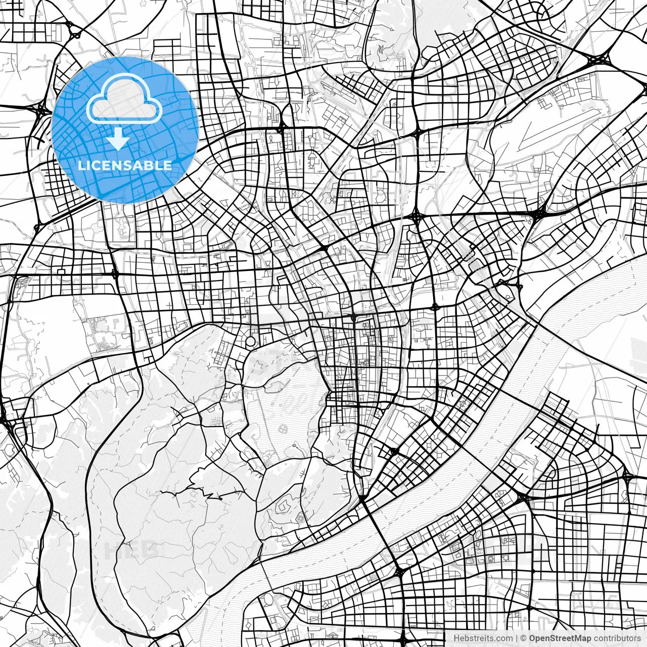 Vector PDF map of Hangzhou, China