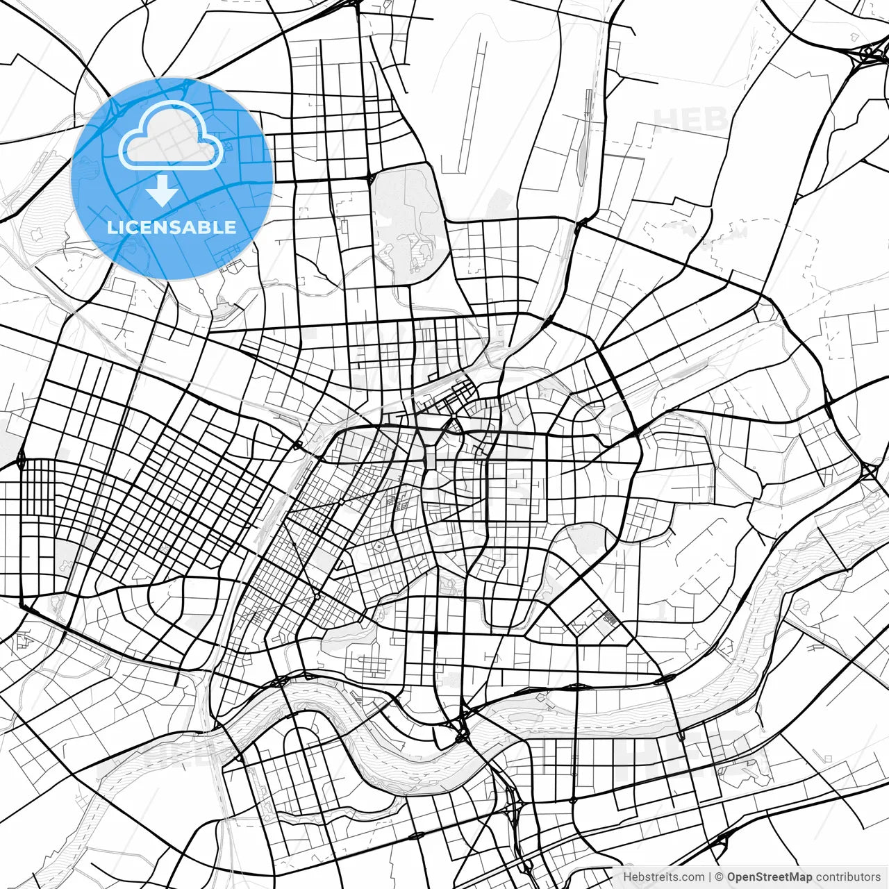 Vector PDF map of Shenyang, China