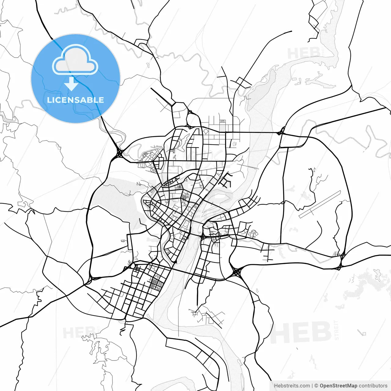 Vector PDF map of Nanchong, China
