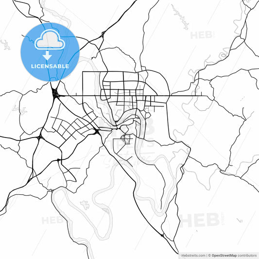 Vector PDF map of Neijiang, China