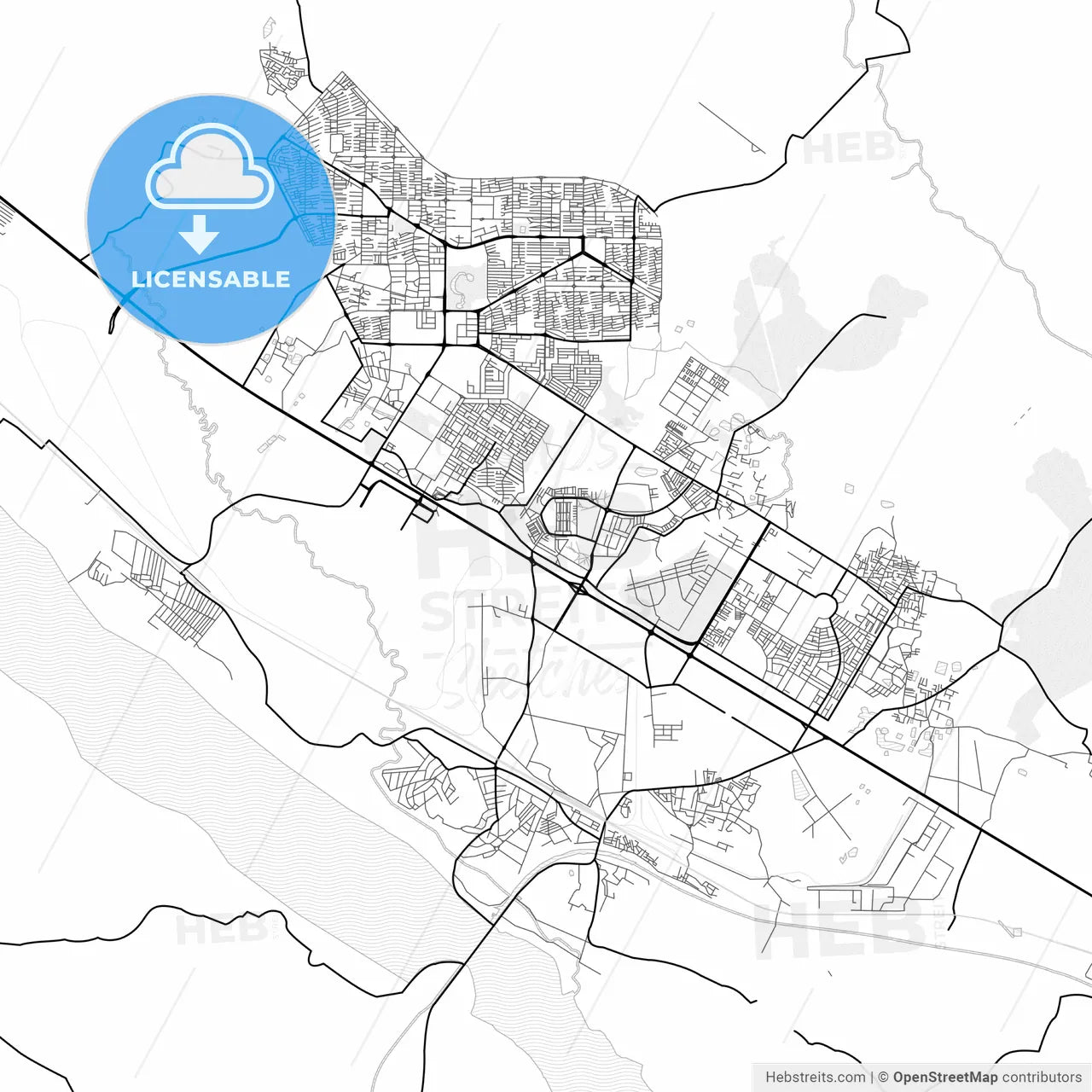 Vector PDF map of Durgapur, India