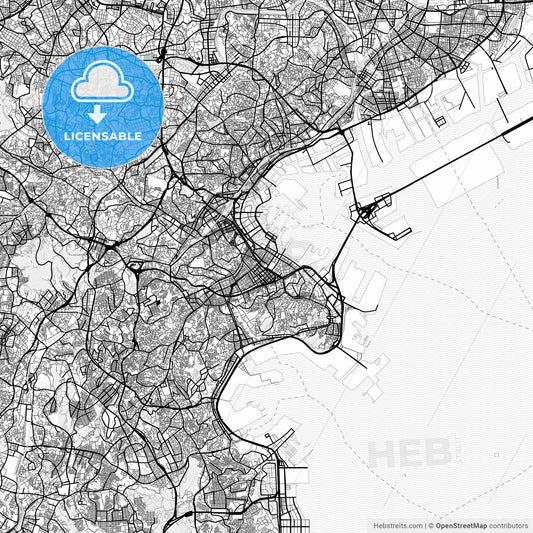 Vector PDF map of Yokohama, Japan