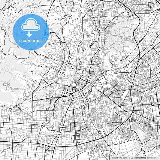 Vector PDF map of Kumamoto, Japan