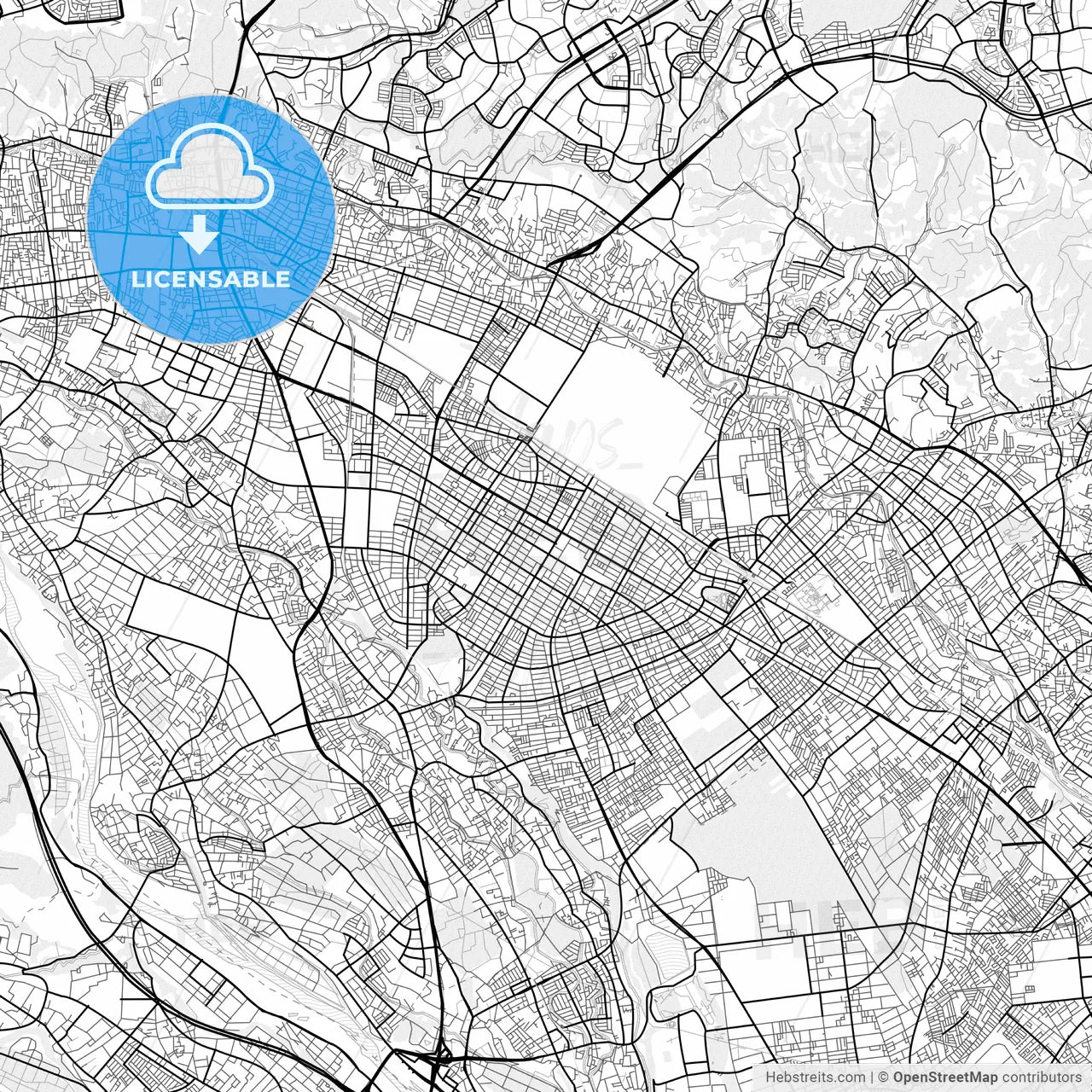 Vector PDF map of Sagamihara, Japan