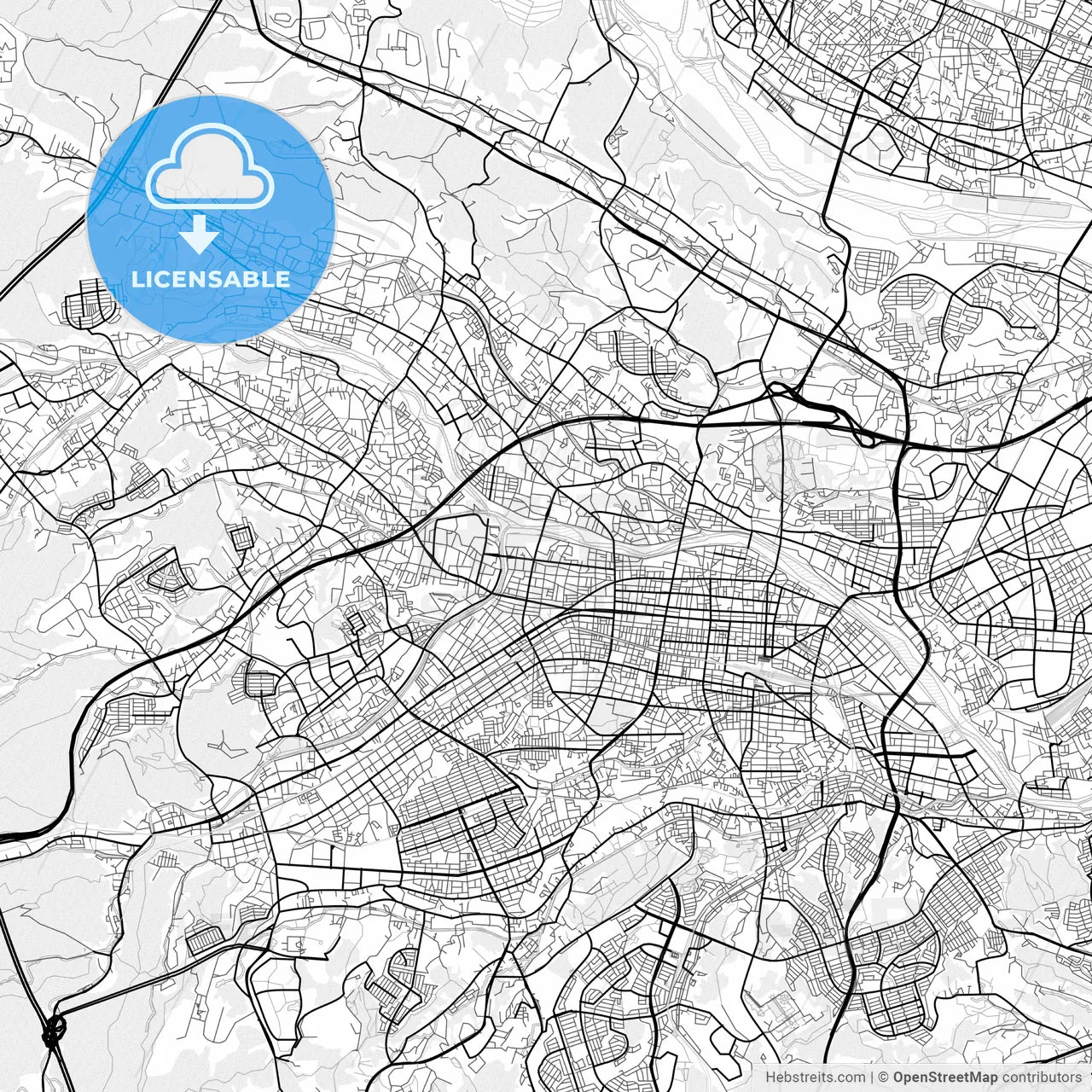 Vector PDF map of Hachiōji, Japan