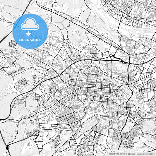 Vector PDF map of Hachiōji, Japan