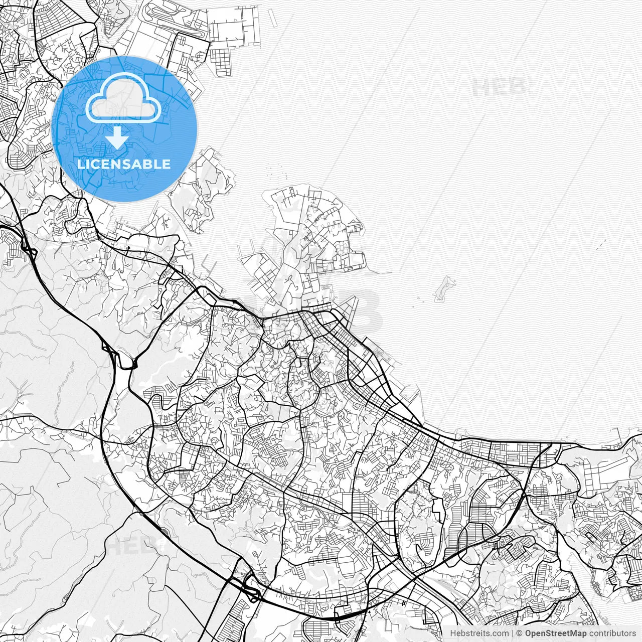 Vector PDF map of Yokosuka, Japan