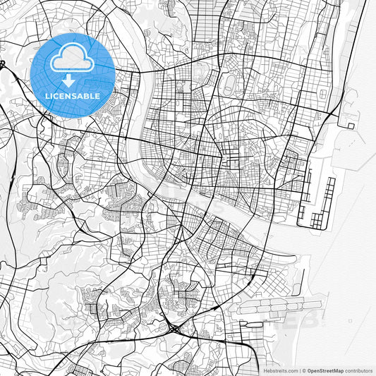 Vector PDF map of Miyazaki, Japan