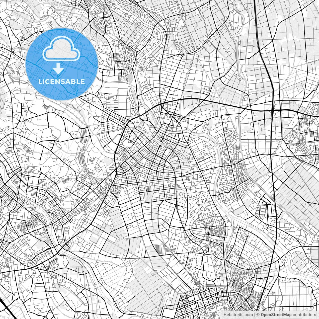 Vector PDF map of Kasukabe, Japan