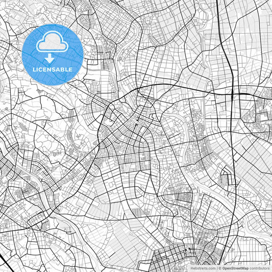 Vector PDF map of Kasukabe, Japan