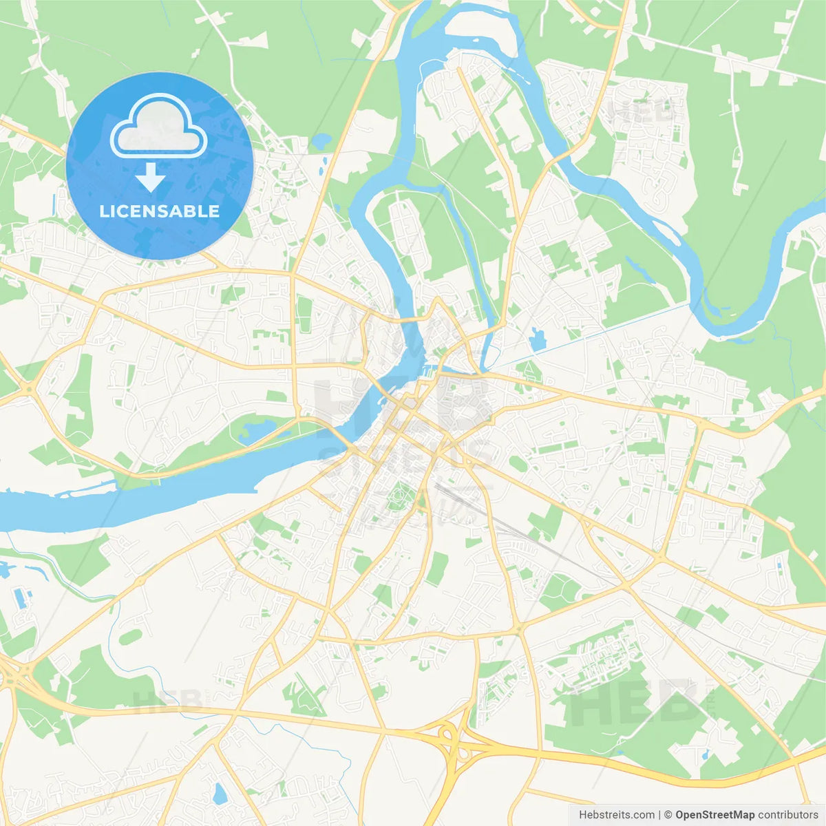 Simple Map Limerick Limerick, Ireland Vector Map - Classic Colors – HEBSTREITS