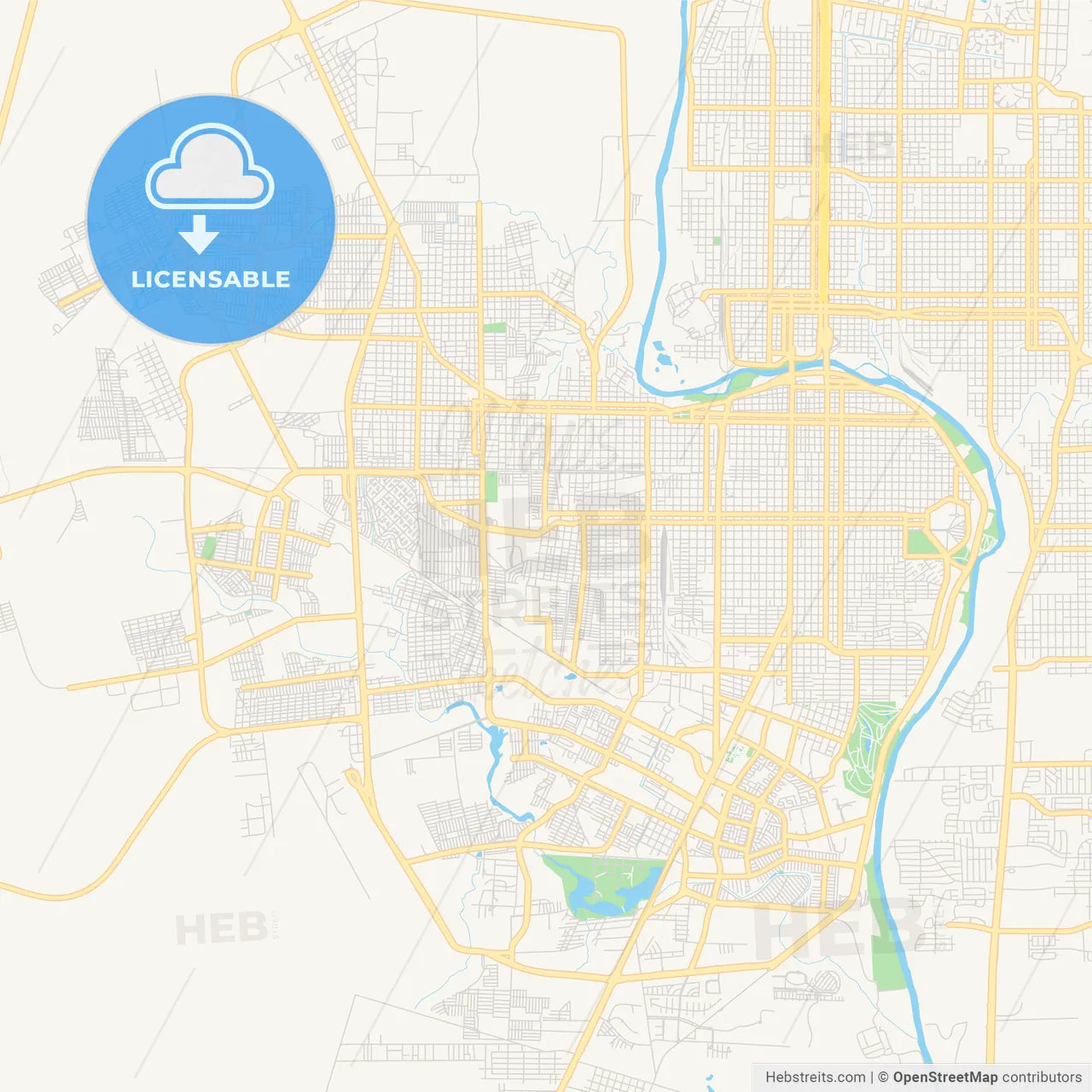 Empty vector map of Nuevo Laredo, Tamaulipas, Mexico