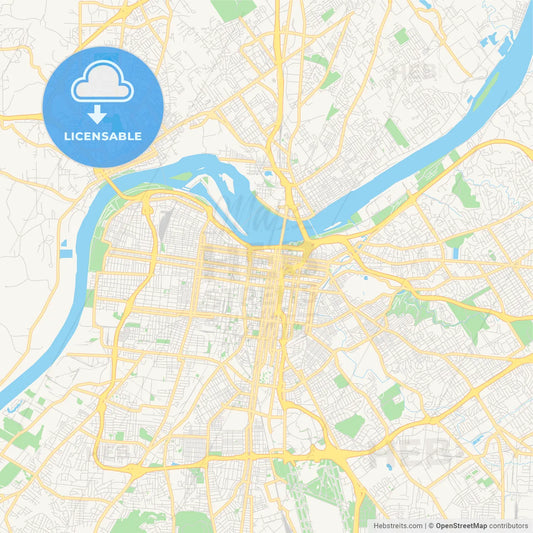 Empty vector map of Louisville, Kentucky, USA