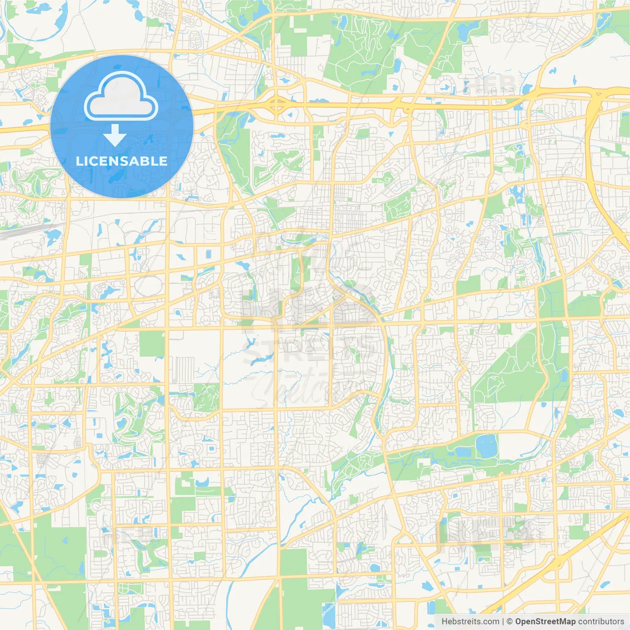 Empty vector map of Naperville, Illinois, USA
