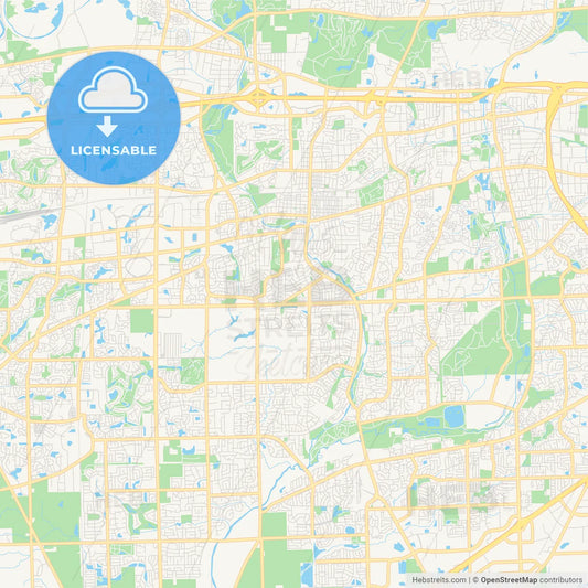 Empty vector map of Naperville, Illinois, USA
