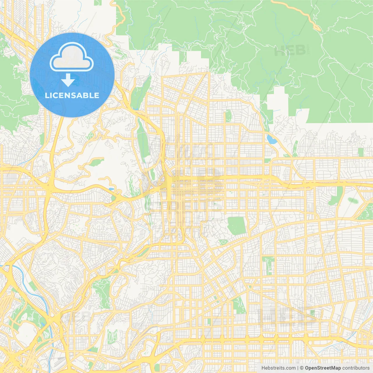 Empty vector map of Pasadena, California, USA