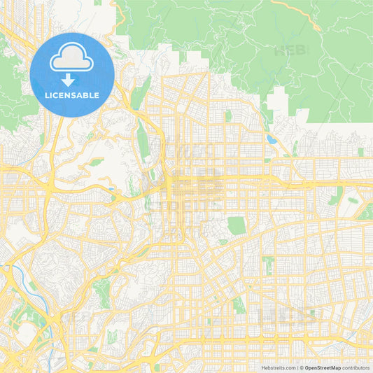 Empty vector map of Pasadena, California, USA